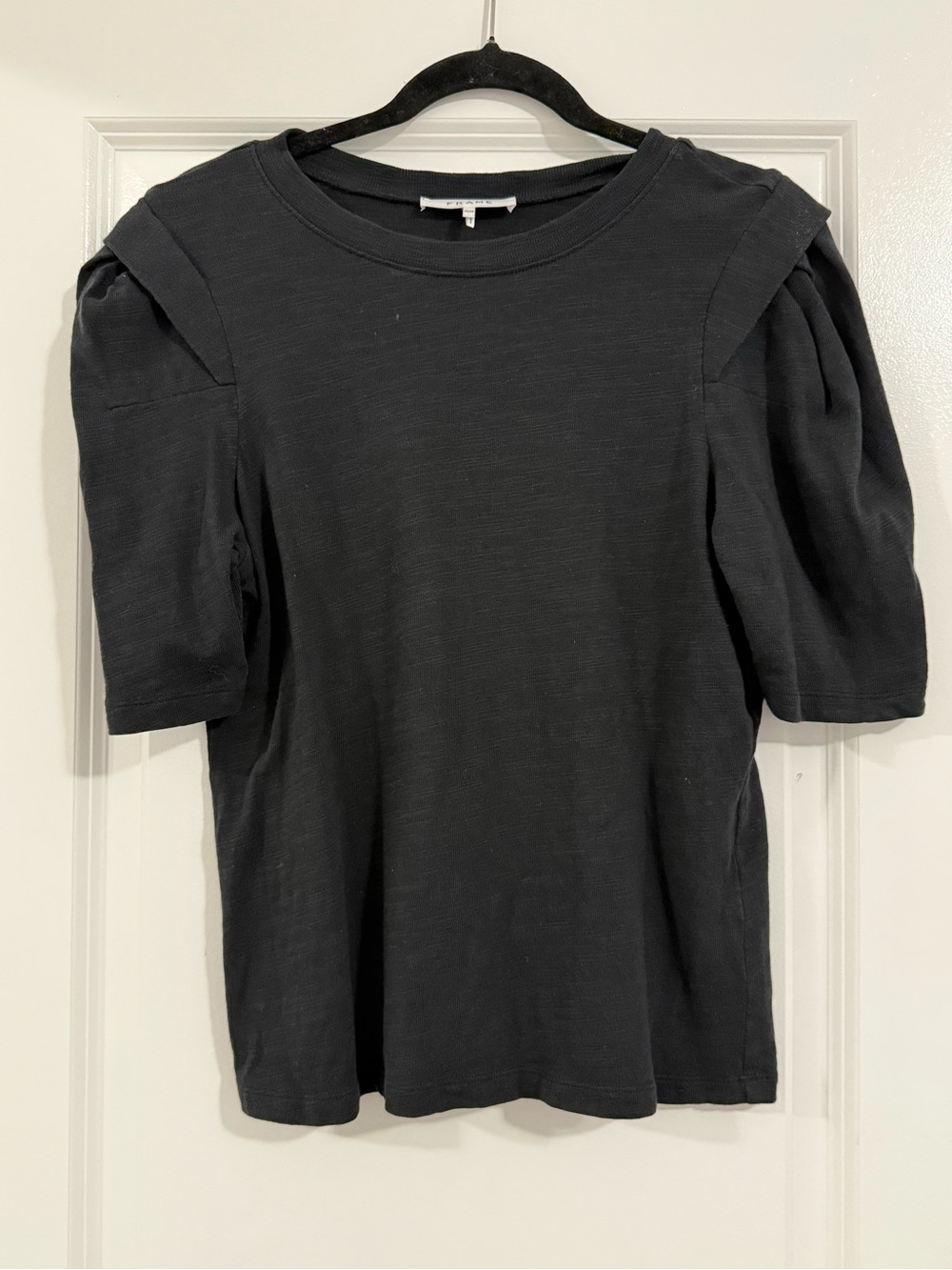 Frame Denim Black Puff Sleeve Short Sleeve Tee